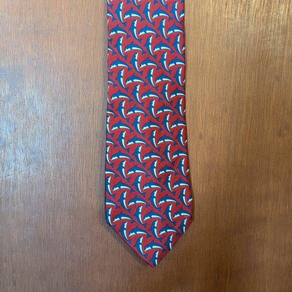Silk Gucci Dolphin Neck Tie - Picture 1 of 4